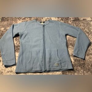 Rare‎ Vintage North Face Full Zip Wool Sweater Women’s Size Large Baby Blue
